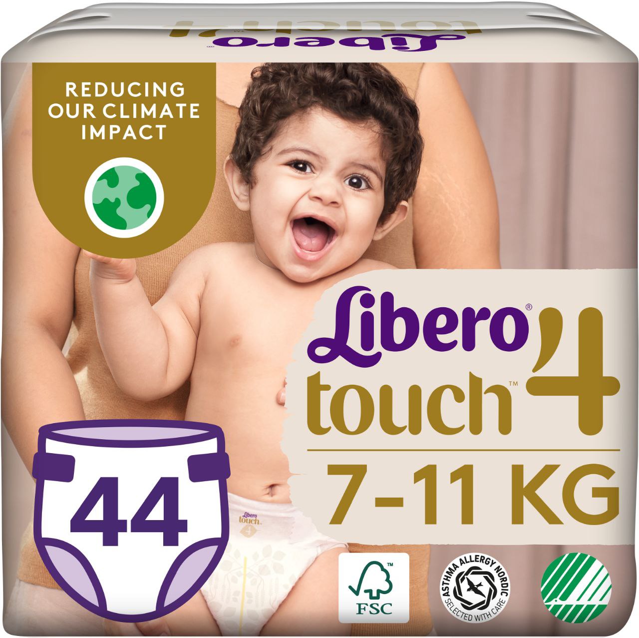 Підгузки дитячі Libero Touch 4 (7-11кг) 44шт./уп